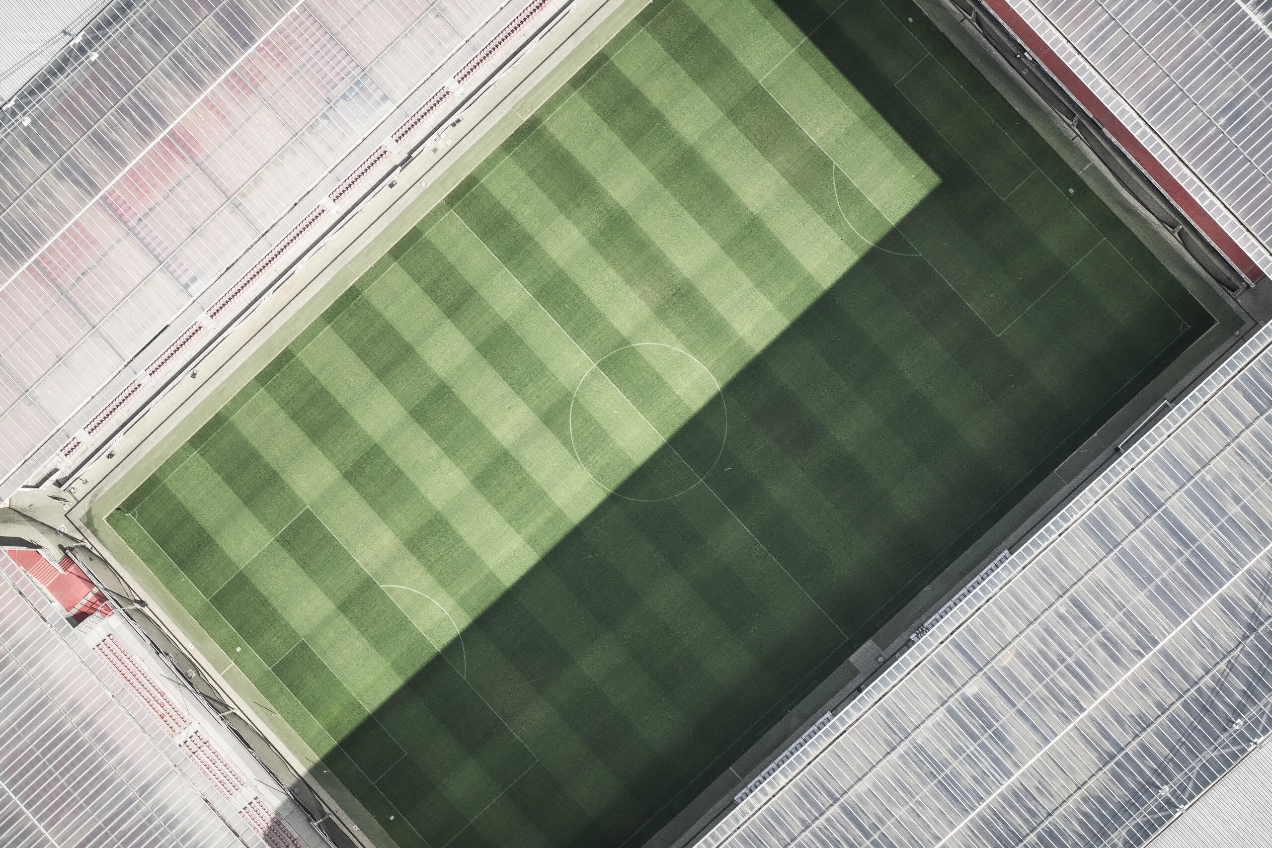 Aerial view of a soccer stadium