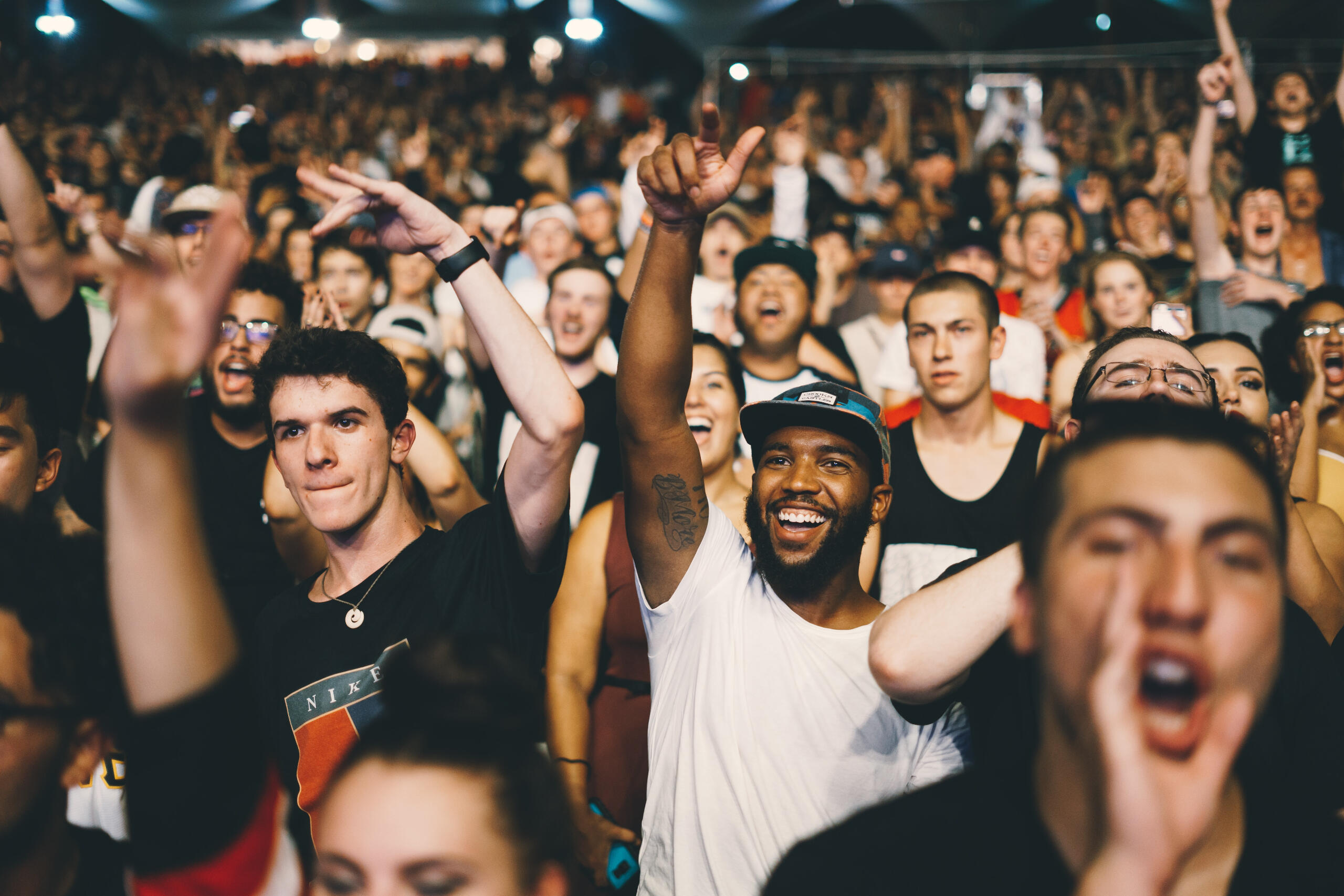 Soccer fans celebrating together