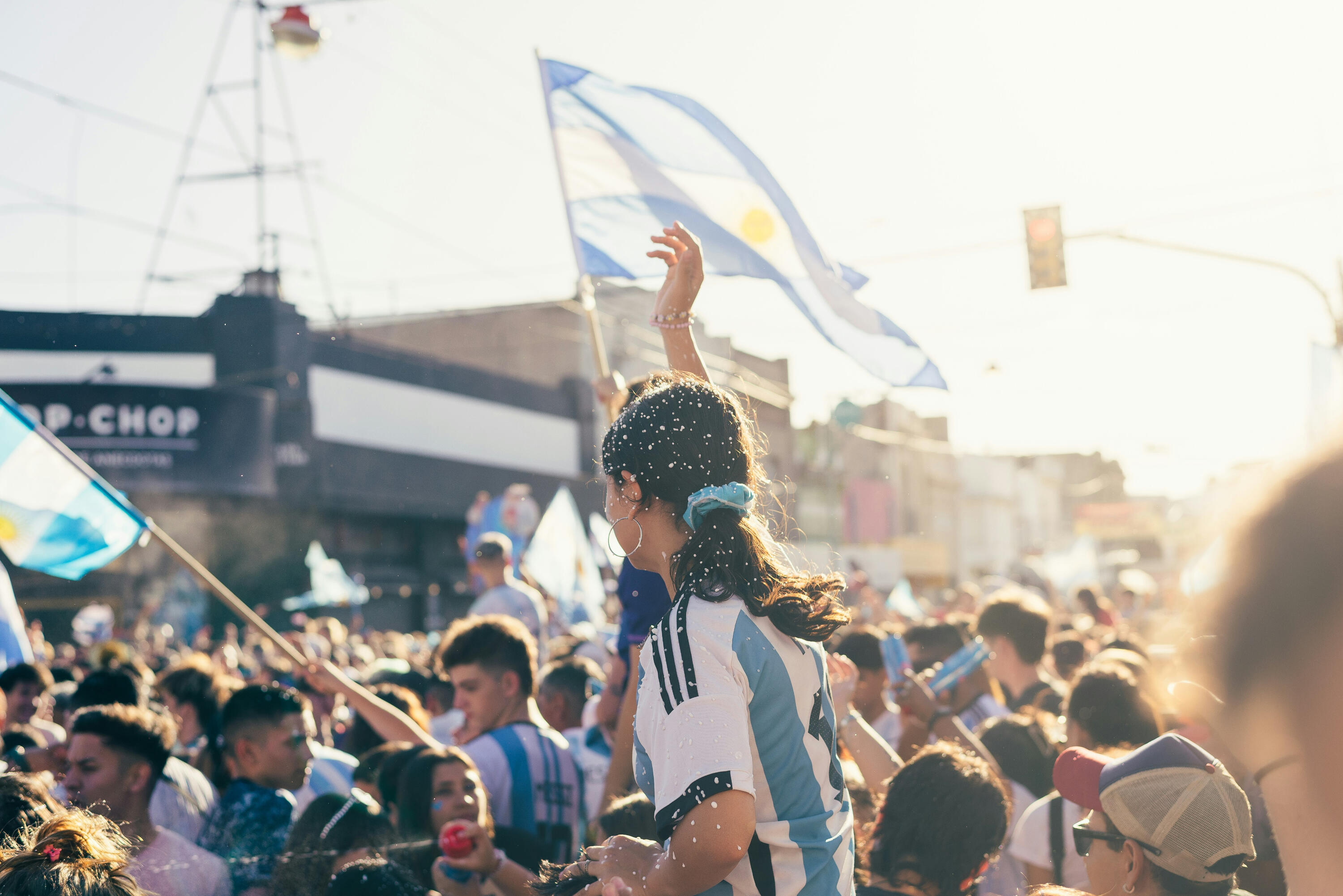 Fans gathering at a football celebration